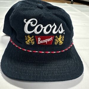 Coors Hat Banquet Blue Navy Red Rope Corduroy Snapback Retro Vintage Style